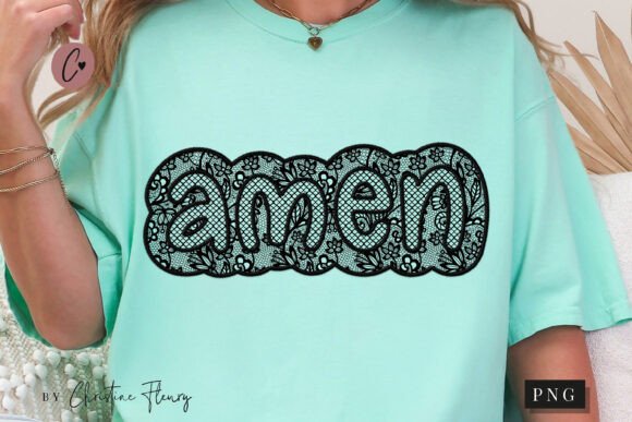 Black Lace Amen PNG, Christian PNG