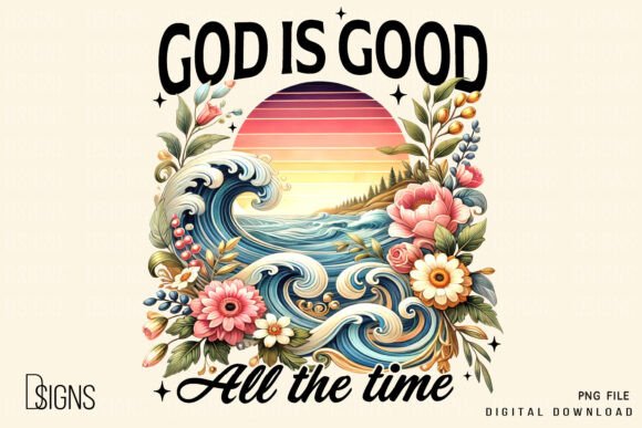 Christian Bible Verse God is Good PNG for T-Shirt Designs