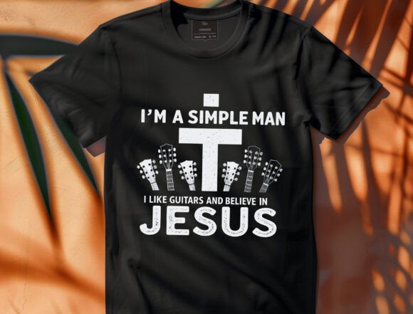 Christian Guitar PNG: “I’m a Simple Man” T-Shirt Designs
