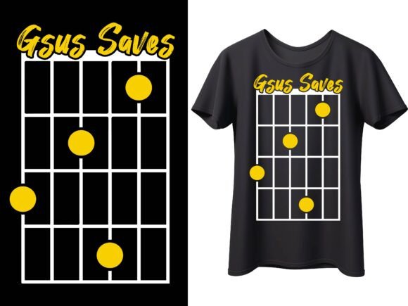 Gsus Saves Christian Guitar Chord Vector T-Shirt Designs