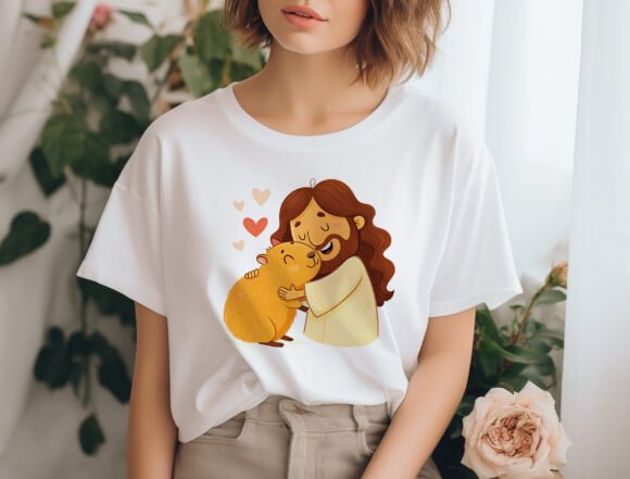 Jesus and Capybara PNG: Cute T-Shirt Designs