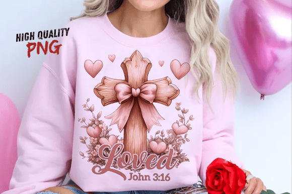 Loved John 316 PNG, Christian Cross PNG for T-Shirt Designs